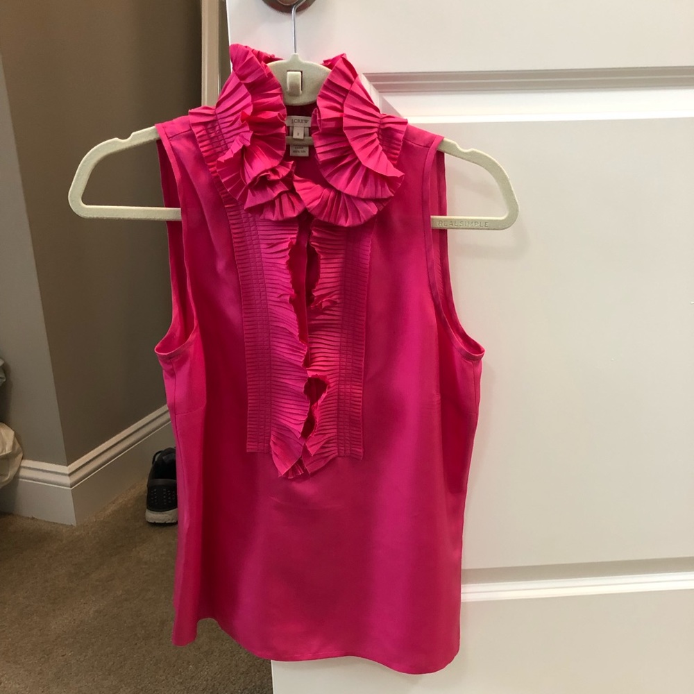 J. CREW hot Pink Silk Sleeveless Blouse